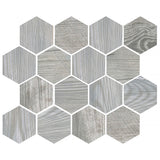 OREGON GREY WOOD HEX Porcelain Mosaic Tile.
