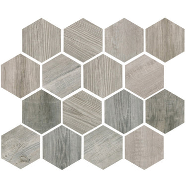 OREGON RUSTIC BIANCO HEX Porcelain Mosaic Tile.