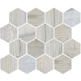 OREGON WHITE WOOD HEX Porcelain Mosaic Tile.