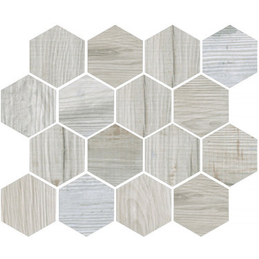 OREGON WHITE WOOD HEX Porcelain Mosaic Tile.