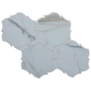 WATERJET PANNIER Calacatta Gold/Thassos Mosaic Tile.