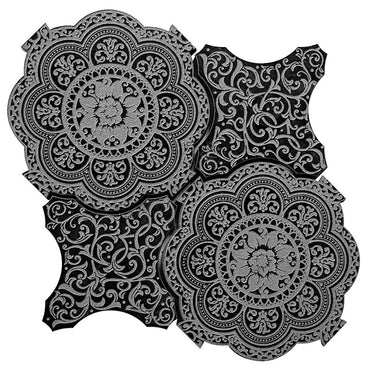 PANTHEON FLOREALE BLACK stone Mosaic Tile.