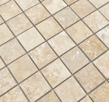 2x2 Walnut Travertine Mosaic Tile Filled And Honed.