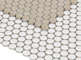 Penny Round White Matte 11.5 x 12.25 Pebble Mosaic Tile.