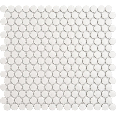 White Penny Round Mosaic Tiles - MosaicBros.com