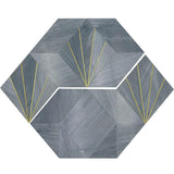 ROCKEFELLER Grey crown Imperial Grey, Brass Mosaic Tile.