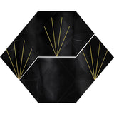 ROCKEFELLER Black Crown Black Jade, Brass Mosaic Tile.