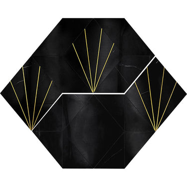 ROCKEFELLER Black Crown Black Jade, Brass Mosaic Tile.