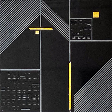 ROCKEFELLER Black Nouveau Black Jade, Brass Mosaic Tile.