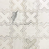WATERJET SHAPE 6 Dolomite, Calacatta Mosaic Tile.