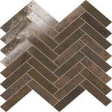 STELLAR COPPER HERRINGBONE Porcelain Mosaic Tile.
