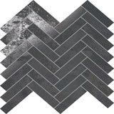 STELLAR STEEL HERRINGBONE Porcelain Mosaic Tile.