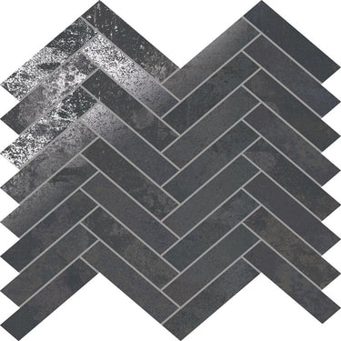 STELLAR STEEL HERRINGBONE Porcelain Mosaic Tile.