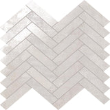 STELLAR WHITE HERRINGBONE Porcelain Mosaic Tile.