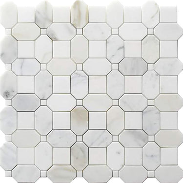 TUSCANY MONTALCINO Calacatta Gold/ Thassos Mosaic Tile.