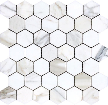 TUSCANY ARNO Calacatta Gold Polished Mosaic Tile.