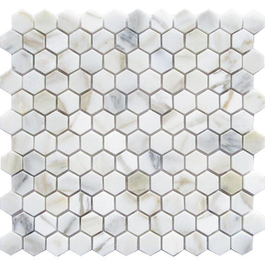 TUSCANY VOLTERRA Calacatta Gold Polished Mosaic Tile.