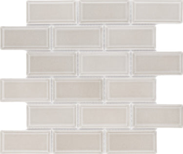 CC Mosaics +TENDER GRAY 2X4 Beveled Brick Porcelain Mosaic Tile.