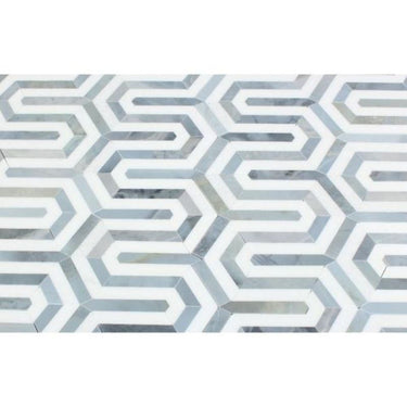 Thassos White Honed Marble Berlinetta Mosaic Tile (Thassos w/ Blue-Gray) - MosaicBros.com
