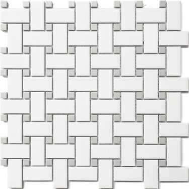 BASKET WEAVE With Gray Dot Porcelain Mosaic Tile.