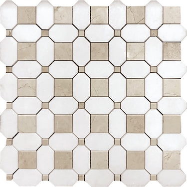 VALENCIA COSTERA Thassos/Crema Marfil Mosaic Tile.