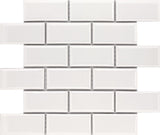 CC Mosaics +WHITE ICE 2X4 Beveled BRICK Porcelain Mosaic Tile.