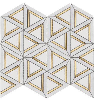 ROCKART CARRARA WHITE METAL GEO 12x14 MOSAIC.