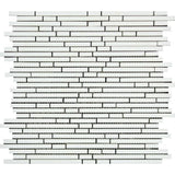 Thassos White Honed Marble Bamboo Sticks Mosaic Tile.