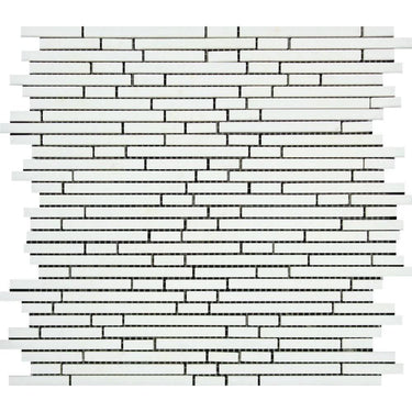 Thassos White Honed Marble Bamboo Sticks Mosaic Tile.