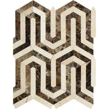 Emperador Dark Polished Marble Berlinetta Mosaic Tile (Emperador Dark + Crema Marfil).