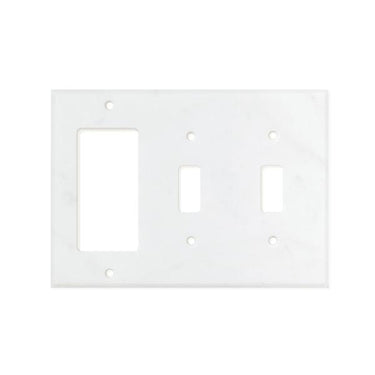 Bianco Carrara (Carrara White) Marble Switch Plate Cover Honed (DOUBLE TOGGLE ROCKER).