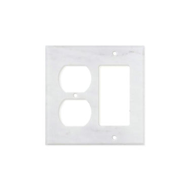 Bianco Carrara (Carrara White) Marble Switch Plate Cover Honed (ROCKER DUPLEX).
