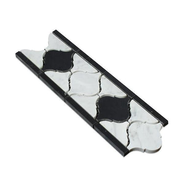 Bianco Carrara Polished Marble Lantern Border (Carrara w/ Black).