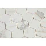 2X2 Polished Calacatta Gold Marble Hexagon Mosaic Tile - MosaicBros.com