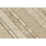 Cappuccino Polished Marble Random Strip Mosaic Tile.