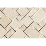 Crema Marfil Polished Marble Mini Versailles Pattern Mosaic Tile.