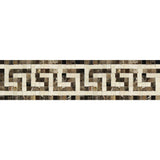 Emperador Dark Polished Marble Greek Key Border (Emp. Dark + Crema Marfil).