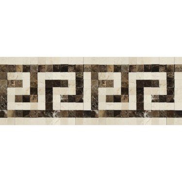 Crema Marfil Polished Marble Greek Key Border (Crema Marfil + Emp. Dark).