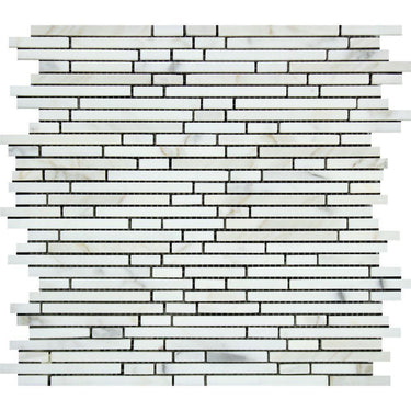 Calacatta Gold Honed Marble Bamboo Sticks Mosaic Tile.
