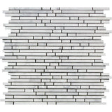 Bianco Carrara Honed Marble Bamboo Sticks Mosaic Tile.