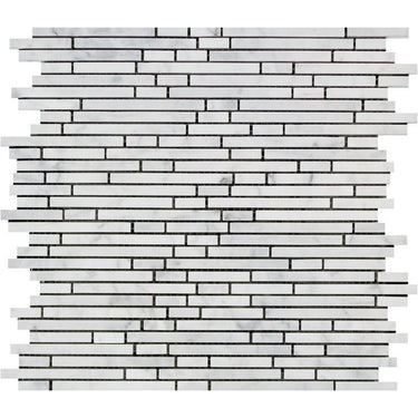 Bianco Carrara Honed Marble Bamboo Sticks Mosaic Tile.