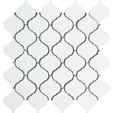 Thassos White Honed Marble Lantern Mosaic Tile.