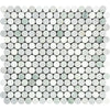Thassos White Honed Marble Penny Round Mosaic Tile (Carrara + Thassos + Ming Green).
