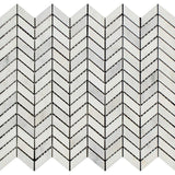 Oriental White Honed Marble Mini Chevron Mosaic Tile.