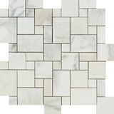 Calacatta Gold Honed Marble Mini Versailles Pattern Mosaic Tile.