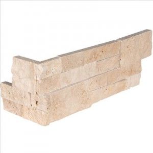6 x 18 Split-faced Ivory Travertine Ledger Corner.