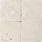 4 x 4 Tumbled Ivory Travertine Mosaic Tile.