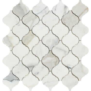 Calacatta Gold Honed Marble Lantern Mosaic Tile.