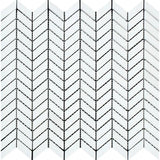 Thassos White Honed Marble Mini Chevron Mosaic Tile.