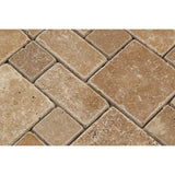 Noce Tumbled Travertine Mini Pattern Mosaic Tile (Non-Interlocking).